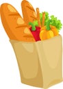 Paper bag with bread and paprika vector