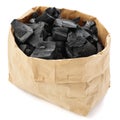 Paper bag of charcoal isolated on a white Royalty Free Stock Photo