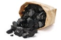 Paper bag of charcoal isolated on a white Royalty Free Stock Photo