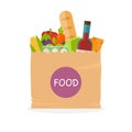 Paper bag with foods. Healthy organic fresh and natural food. Gr