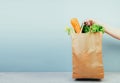 Paper bag with fresh ripe organic vegetables Royalty Free Stock Photo