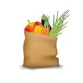 Paper bag with fresh vegetables. Vegetarian natural healthy food.