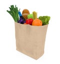 Paper Bag with Groceries Isolated Royalty Free Stock Photo