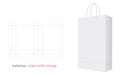 Paper Bag Template with die cut / laser cut lines, Shopping Bag mock up vector, 230 x 370 x 110