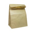 Paper bag isolated on white background, Brown craft paper bag packaging template isolated on white background. Royalty Free Stock Photo