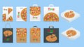 Paper bag for pizza delivery, pizza cardboard box Mockup isolated. Various options for design.