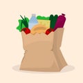 Paper bag with purchase. Food shopping.