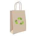 Paper bag with recycling symbol. Eco friendly paper bag. Ecological design of packet. Different paper bags, recycling Royalty Free Stock Photo