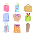 paper bag set cartoon vector illustration