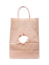 Paper bag with a torn hole Royalty Free Stock Photo
