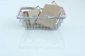 Paper bag in a trolley. Fast and free shipping. Online shopping and express delivery. Quarantine