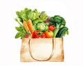 A paper bag with vegetables. Eco concept. Food delivery. Royalty Free Stock Photo