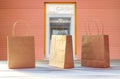 Paper bags against ATM machine