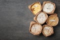 Paper bags with different types of flour Royalty Free Stock Photo