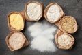 Paper bags with different types of flour Royalty Free Stock Photo