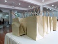 Paper bags for food or snacks stacked in bulk, recycling ideas. Royalty Free Stock Photo