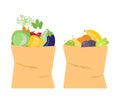 Paper bags with fruits and vegetables