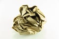 Paper ball - Crumpled sheet of free hand script writing paper isolated ., A screwed up piece of paper in round shape., Junk paper