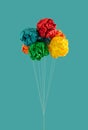 Paper balloons in red, blue, orange, green and yellow color on pastel background. Royalty Free Stock Photo