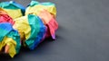 Paper balls made of wringled rainbow colored paper