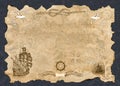 Paper banner with copy space and pirate map Royalty Free Stock Photo