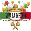 Paper Banner Viva Mexico Buntings Maracas Balloons