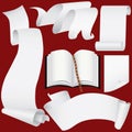 Paper banners,scrolls and book set(vector, CMYK) Royalty Free Stock Photo