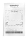 Paper bill tax coupon, human shop store selling good feelings