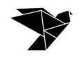 Paper bird origami icon fully resizable editable vector in black color