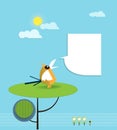 Paper bird perched on tree with speech bubble Royalty Free Stock Photo