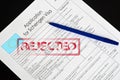 Paper blank form Schengen visa with the stamp rejected Royalty Free Stock Photo