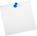 Pinned blank paper note isolated on white Royalty Free Stock Photo