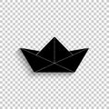 Paper boat - black vector icon