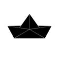 Origami paper boat black and white symbol