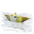 Paper boat with 200 Euros Royalty Free Stock Photo
