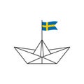 Paper boat icon. A boat with the flag of Sweden. Vector illustration Royalty Free Stock Photo