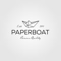 Paper boat line art origami logo vintage retro vector design illustration Royalty Free Stock Photo