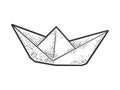 paper boat line art sketch vector illustration Royalty Free Stock Photo
