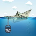 Paper boat made from a dollar currency sinking in water Royalty Free Stock Photo