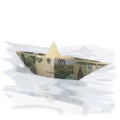 Paper boat made of 10 rubles Royalty Free Stock Photo