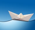 Paper boat on the ocean.