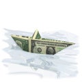 Paper boat with one Dollar Royalty Free Stock Photo