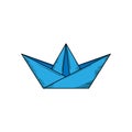 Paper boat origami hand drawn icon illustration