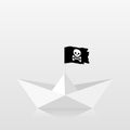 Paper boat with pirate flag Royalty Free Stock Photo