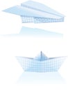 Paper boat and plane Royalty Free Stock Photo