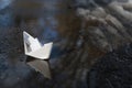 paper boat in a pool Royalty Free Stock Photo