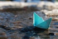 Paper boat in a pool Royalty Free Stock Photo