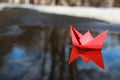 Paper boat in a pool Royalty Free Stock Photo