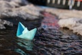 Paper boat in a pool Royalty Free Stock Photo