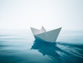 Paper boat sailing Royalty Free Stock Photo